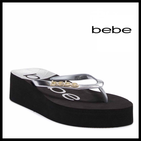 bebe black platform sandals